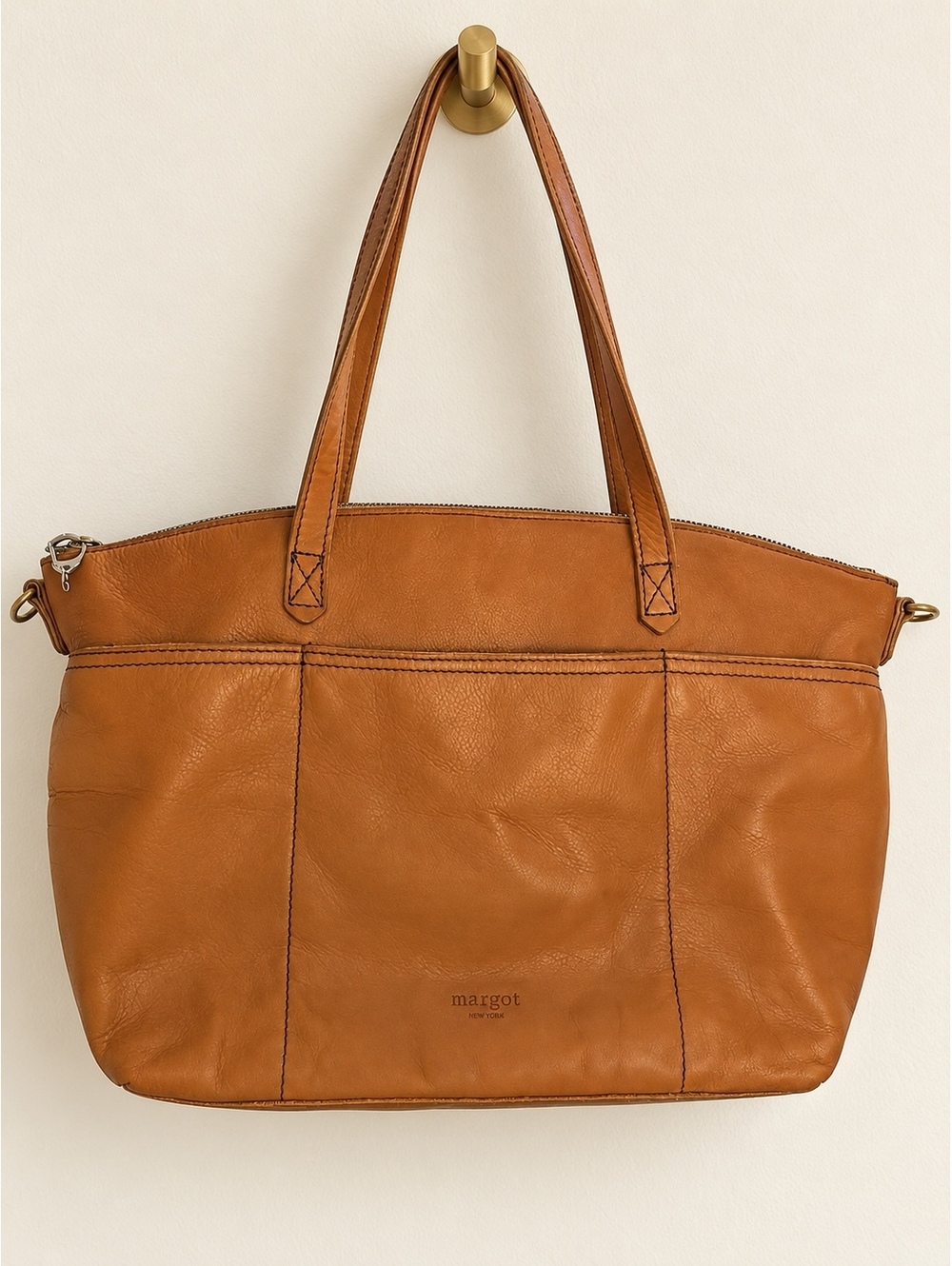 Margot New York Cognac Genuine Leather Tote Bag
